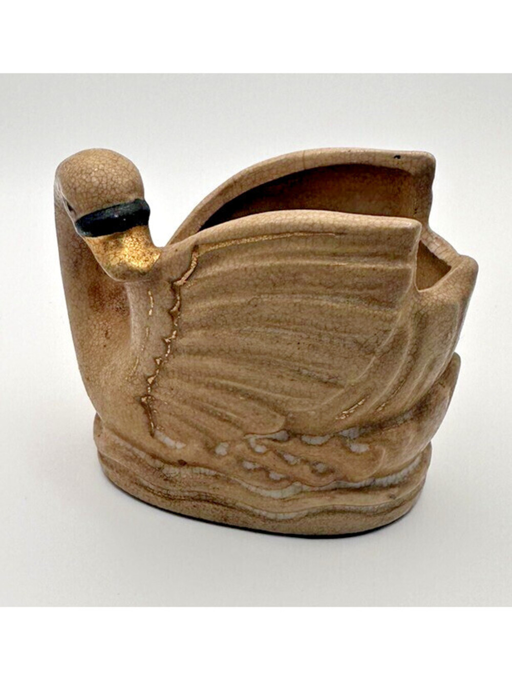 Beautiful Swan Pottery Candle Holder In Earth Colors Signed But Can Not Read It